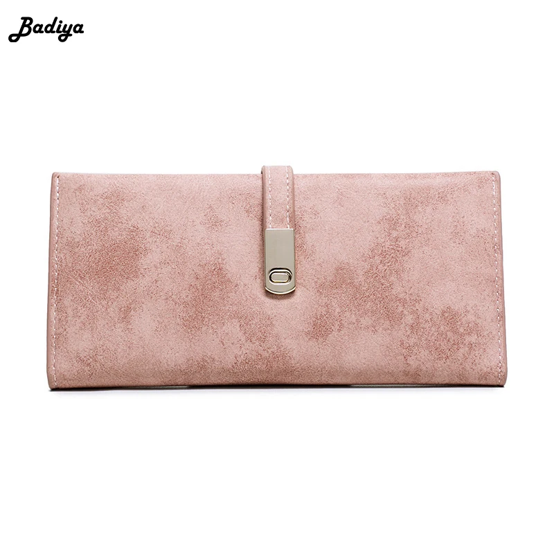 

Simple and Stylish Frosted Leather Women Hasp Design Long Bifold Wallet Fashion Purse Credit Card Holder Famle Wallets Slim