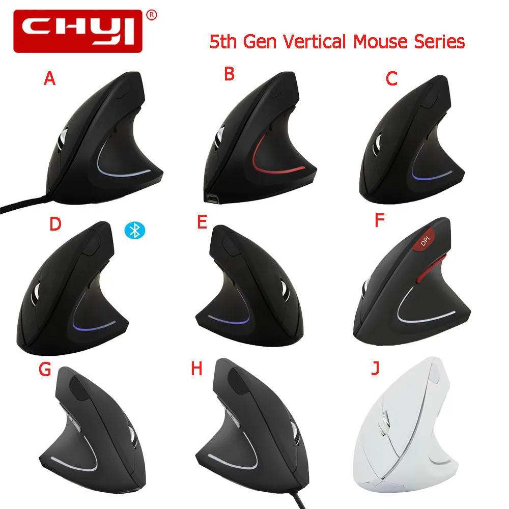 

CHYI Wireless Vertical Computer Mouse Left Hand Ergonomic Optical Mause LED Light 6 Buttons USB Gamer Gaming Mice For Laptop PC
