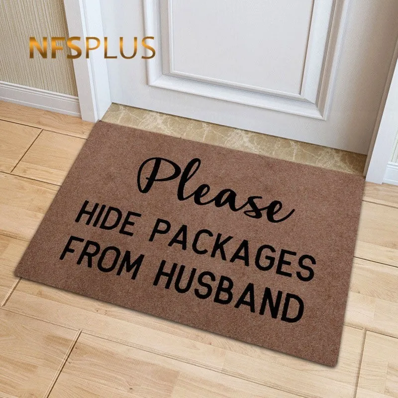 Buy Funny Front Door Mat Polyester Please Hide