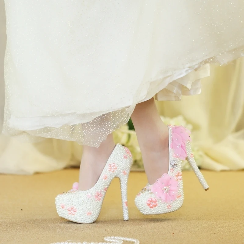 Novia Novia Color Boda Zapatos Cristal De Para La Con Perlas Encaje Rosa URv0Rg
