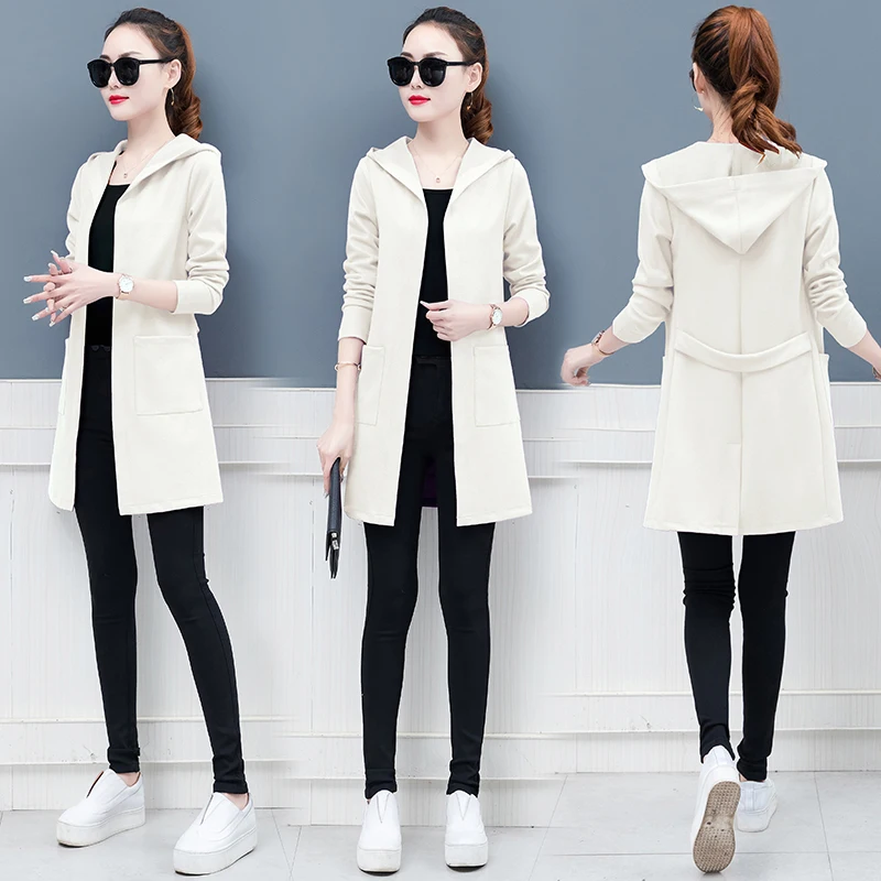Пальто для женщин на весну и осень, новая женская одежда, корейский стиль, Длинные свободные весенние тонкие женские топы