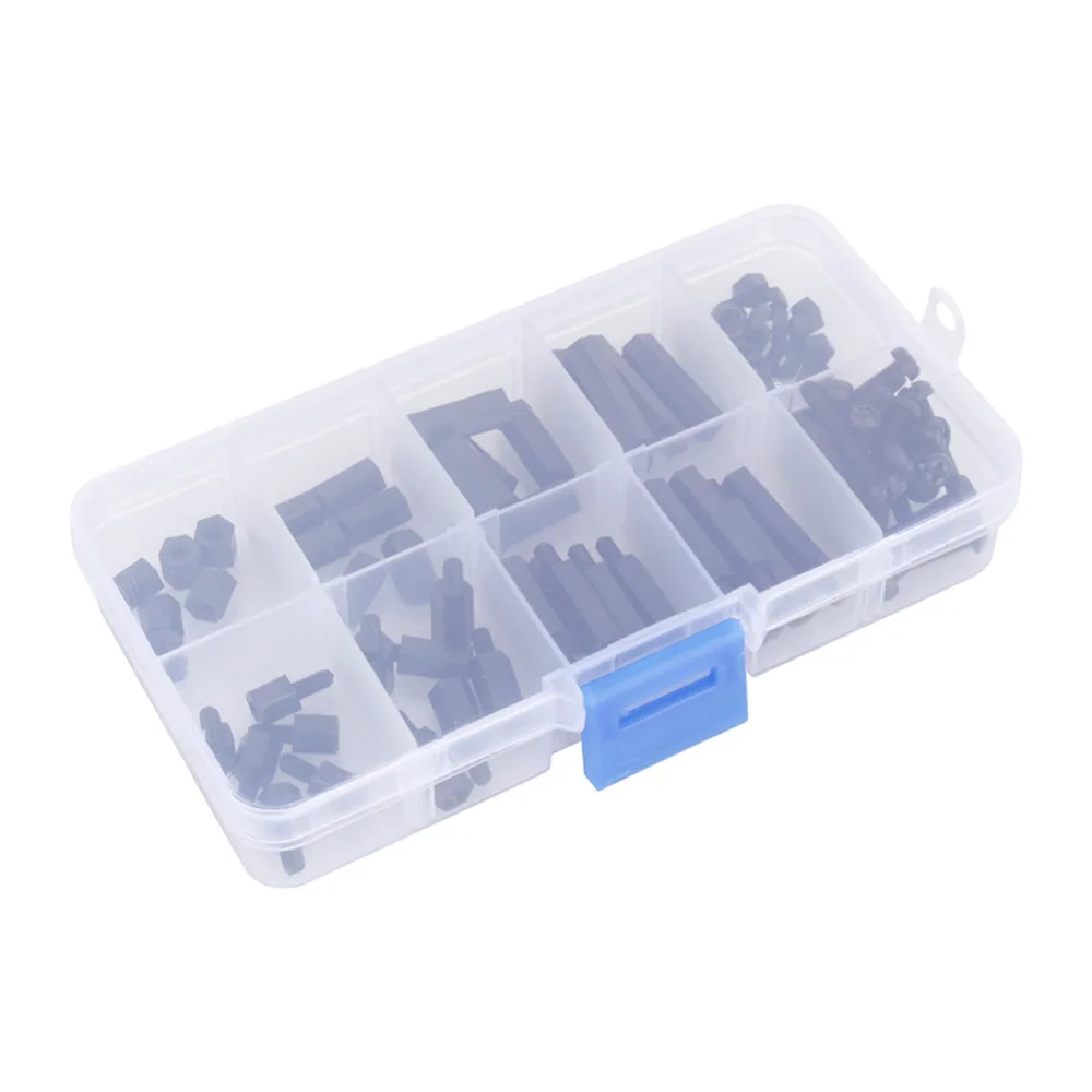 

88Pcs Plastic M3 Nylon Hex Screw Nut Standoff Spacer Screw Column Assortment Kit Black For PCB Motherboard tornillos para madera