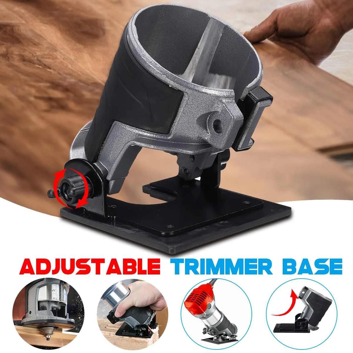 

Adjustable Balance Trimmer Base Shield Wood Work Shank Trim Router Edge Molding Metal + Plastic 8.9x8.9cm Power Tool Parts