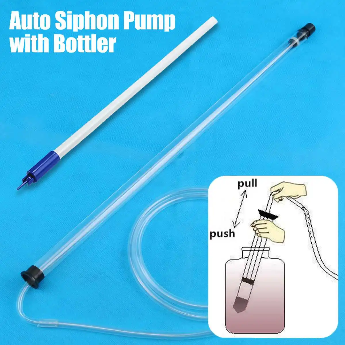 

60cm Auto Siphon Racking Cane with Beer Bottle Filler Valve Auto Release Homebrew