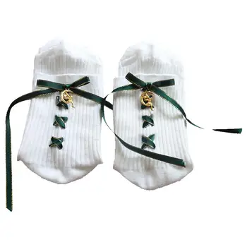 

Japanese Cross Ribbon Socks Lolita Tube Socks Autumn And Winter COS Female Cotton Socks Personality Bow Female Socks