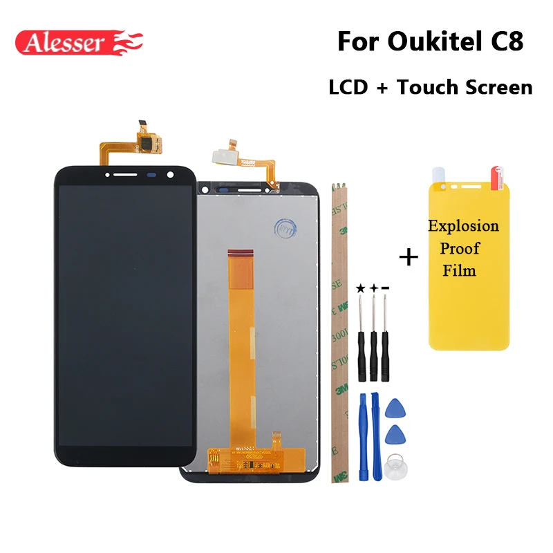 

Alesser For Oukitel C8 LCD Display + Touch Screen 4G 5.5 " Perfect Replacement Accessories For Oukitel C8 +Tools +Adhesive +Film