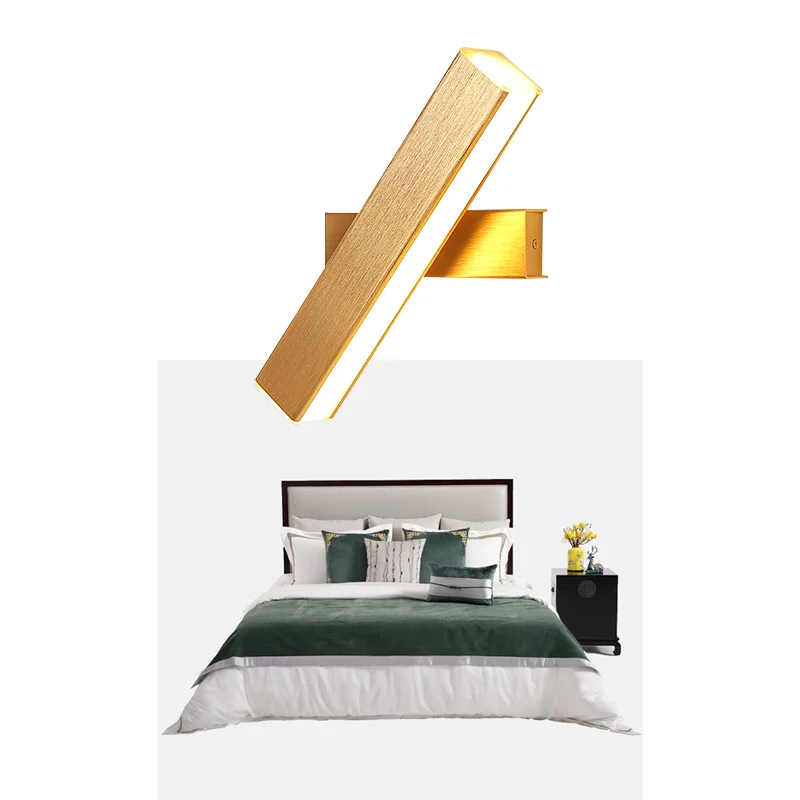 

Modern Design rectangular Luxury Fashional Aluminum Wall LIghts With E14 Holders Modern Bedside Wall Lights For Bed Room