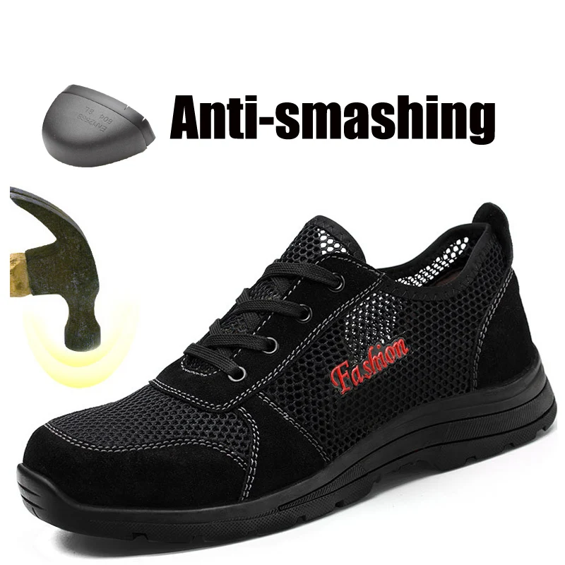 

Men's Casual Indestructible Safety Shoes Men Lightweight Shoes Steel Toe Cap Work Shoes Breathable Women Sneaker Man Sandals