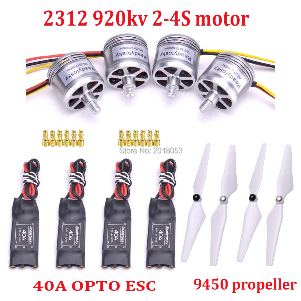 

2312 920KV CW CCW 2-4s Brushless Motor & 2-6S 40A OPTO ESC & 9450 propeller for F450 F550 S500 RC Quadcopter Multicopter