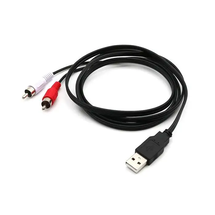 USB мужчина к двойной RCA Мужской AV кабель ТВ 2 0 кабельный трос адаптера аудио Черный