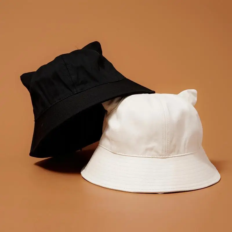 قبعة صيفية كاب الكبار تنفس القطن القبعات الكبار القط آذان الشمس للجنسين لطيف الصلبة الرجال النساء القبعات شاطئ كاب 2019 جديد
