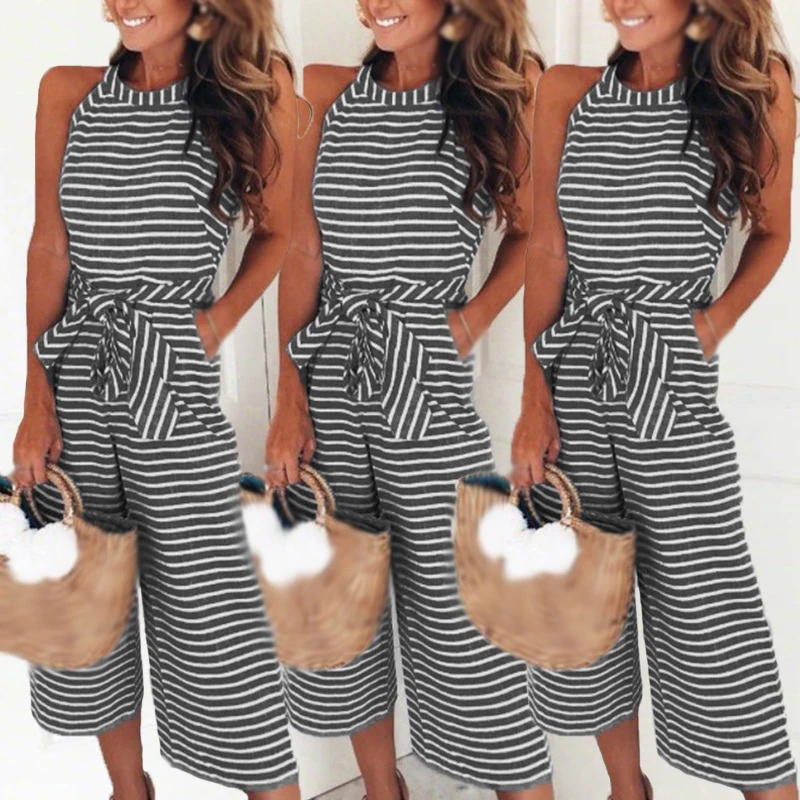 

Elegant Sexy Jumpsuits Women Long Sleeve Patchwork Jumpsuit Loose Trousers Wide Leg Pants Rompers Holiday