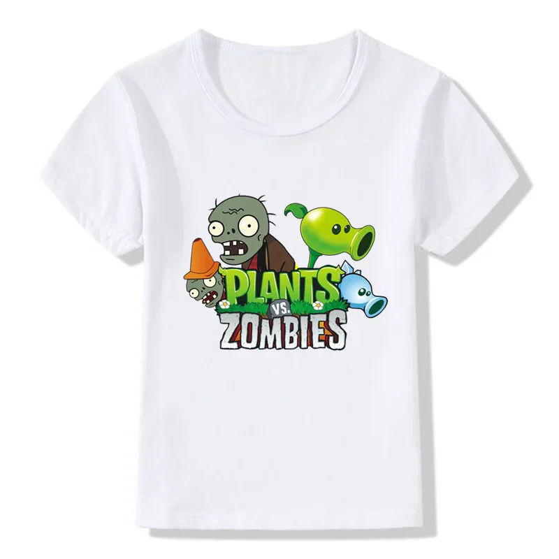 Детские Забавные футболки с принтом Растения против Зомби детские летние топы, одежда с короткими рукавами Повседневные футболки для маленьких мальчиков и девочек HKP2140