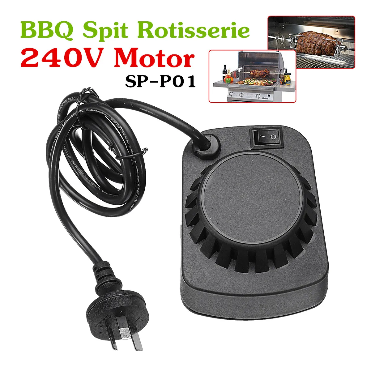 

SP-P01 Barbeque BBQ Spit Rotisserie 240V Motor For Roasted Lambs Piglets Chicken AU Plug 2-3R.P.M Speed