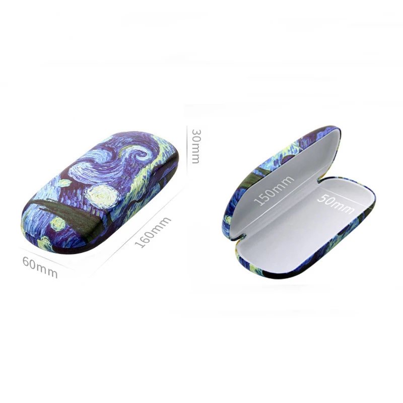 iboode Oil Painting Glasses Case Box Women Hard Leather Reading Glasses Case Men Retro Unisex Floral Print Eyewear Protector glasses case zipper eyewear box