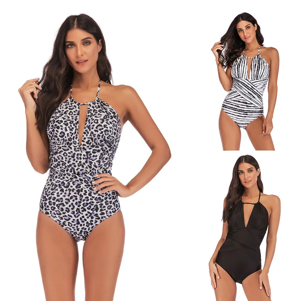 

Swimwear Female Leopard Print Women One Piece Swimsuit Plus Size Bathing Suits Bodysuits One-pieces BK1958