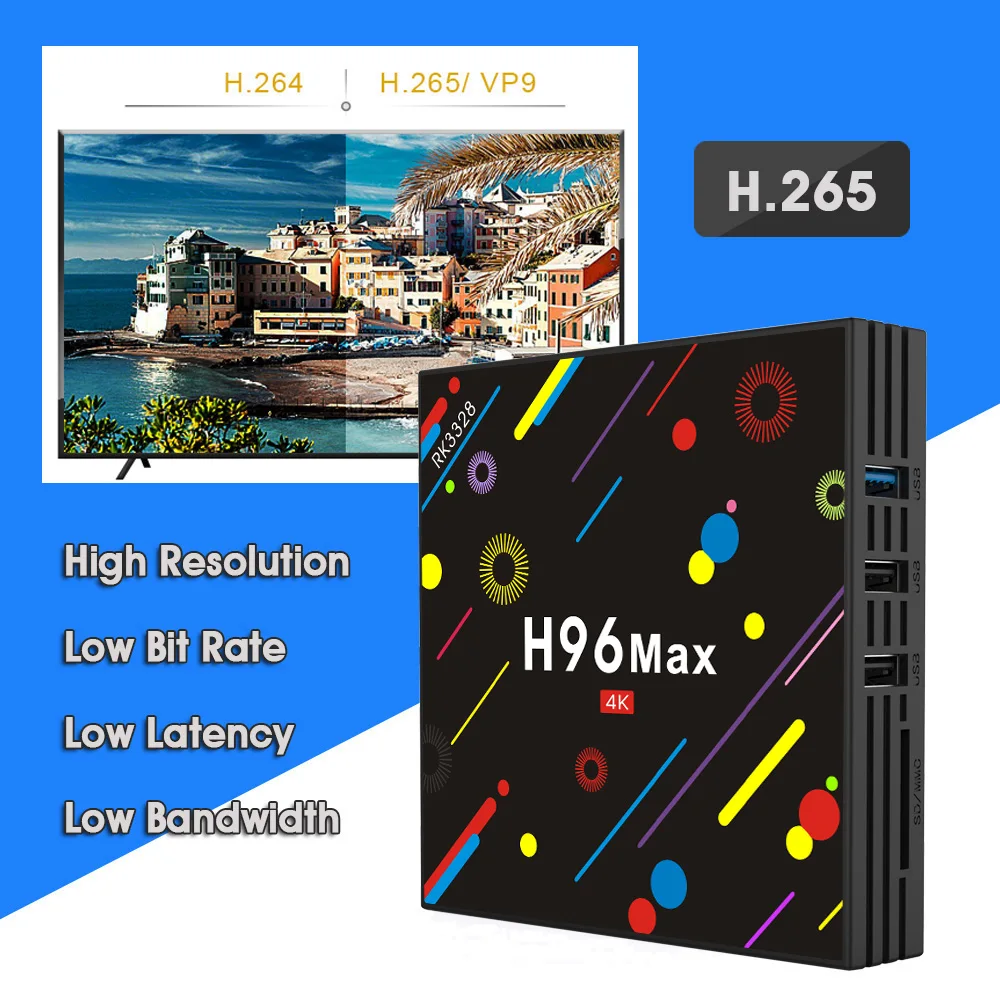 ТВ приставка AKASO H96 Max H2 Android 7 1 4G 32G RK3328 Четырехъядерный 4K Smart TV VP9 HDR10 WiFi Bluetooth