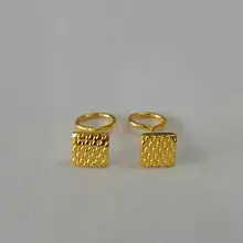 Новая мода 999 24 K желтого золота Женские квадратные серьги 0,5-1g