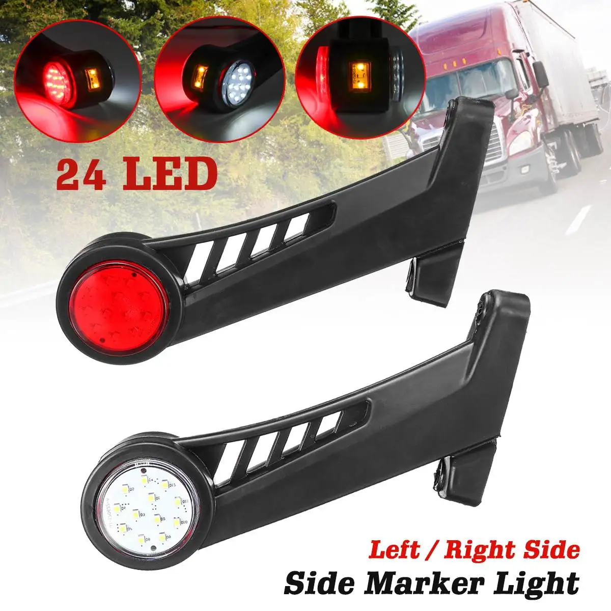 

10-30V Right Left Side LED Truck Trailer Elbow Side Warning Marker Lights Rear Tail Signal Light Lamp Outline Lamps