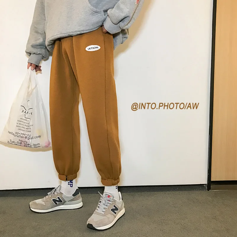 

Men's Sweatpants 2019 Spring Loose Warm Pants Plus Velvet Thickening Personality Fashion Teen Neutral Pants Special Treatment