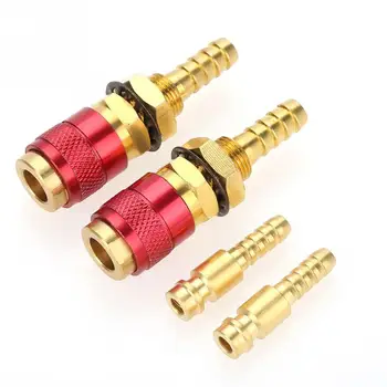

Hot 2pcs Red Brass 8mm Water Cooled & Gas Adapter Quick Connector Fitting For TIG Welding Torch