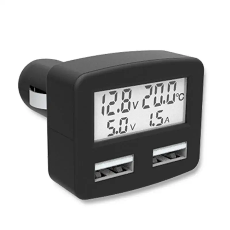 Автомобильное зарядное устройство с двойным USB ЖК дисплеем Цифровое для быстрой