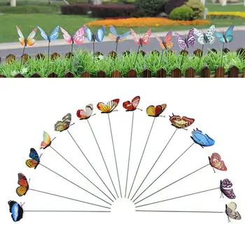 

25pcs 8cm Artificial Butterfly Garden Decorations Simulation Butterfly Stakes Yard Plant Lawn Decor Fake Butterfly Vase Decor
