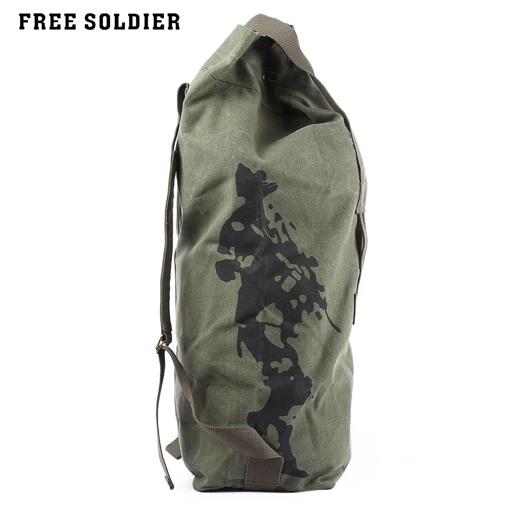 FREE SOLDIER 42L Canvas Tactical Backpack Barrel Bag Barrel Shape