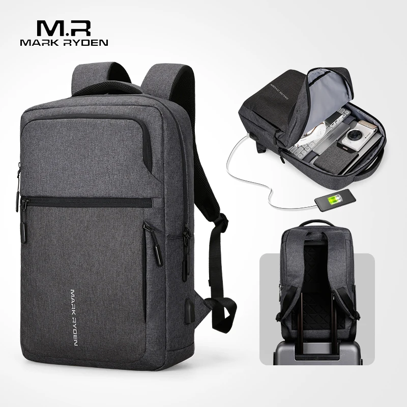 

Steven Man Backpack USB Recharging 17 Inch Laptop Male Bag Water-repellent Travel Mochila Men