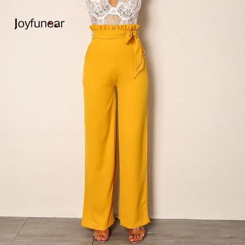 

Joyfunear 2018 Fashion Women Wide Leg Pants Sexy Elegant Pants High Waist Lift Hips Woman Casual Trousers Woman Long Pants