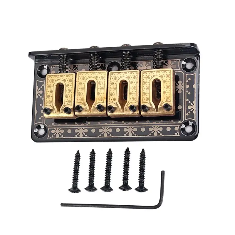 

4 String Bridge Hard-tail Fixed with Screws and Wrench Tailpiece Bridge Set for 4 String Cigar Box Guitar Bass Ukulele Parts