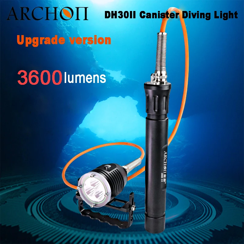 Archon Новый DH30II 3600 люмен канистра фонарь для дайвинга ручной Подводное подводный фонарик Перезаряжаемые пещера фонарь для поисков