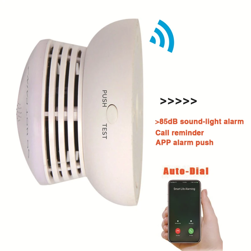 

2019 Hot Sale 2.4G Wifi Wireless Smoke Detector Sensor Smart Home Anti-fire Detection Support Tuya Smart Life App Remote Control