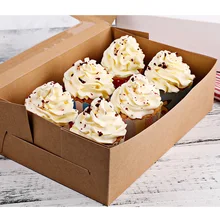 10 шт 6 полостей крафт-бумажная коробочка для капкейка со вставками контейнеры для кекса пекарня, торт носителей для дома Кондитерская