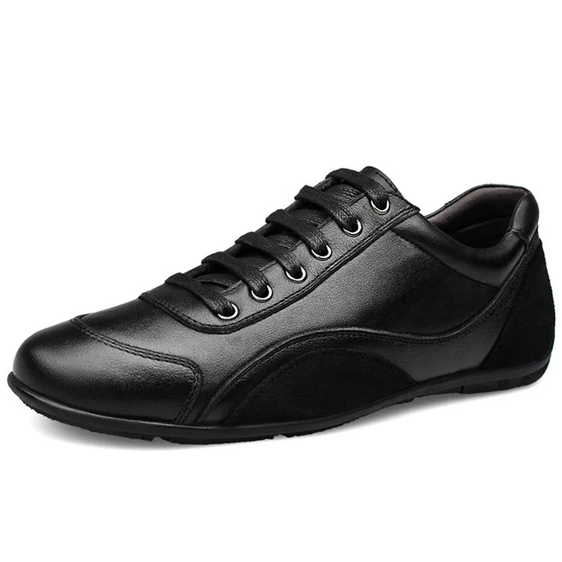 

Genuine Leather Men Casual Shoes Black Soft Leather Men Shoes Lace Up High Quality Trendy Shoes For Men Flats