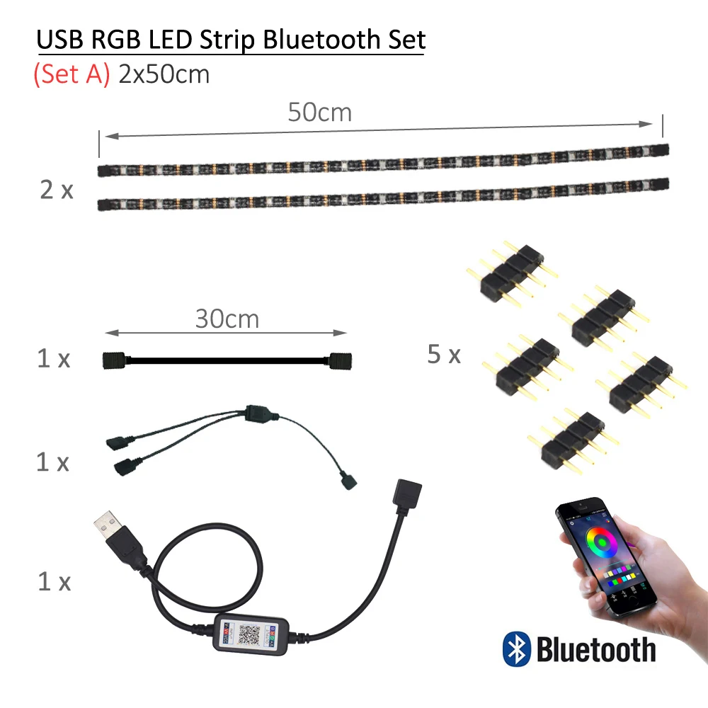 Светодиодные ленты светильник Bluetooth USB Водонепроницаемый SMD 5050 ТВ Подсветка Tria 5V