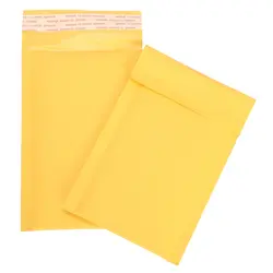Kicute 50 шт./упак. крафтовый конверт с упаковочной пленкой внутри объемные конверты желтый самозапечатывающийся доставка сумки 120x180mm Офис