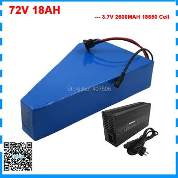

2000W 72V 18AH lithium Scooter battery 72V triangle e-bike battery with bag 30A BMS 84V 2A Charger