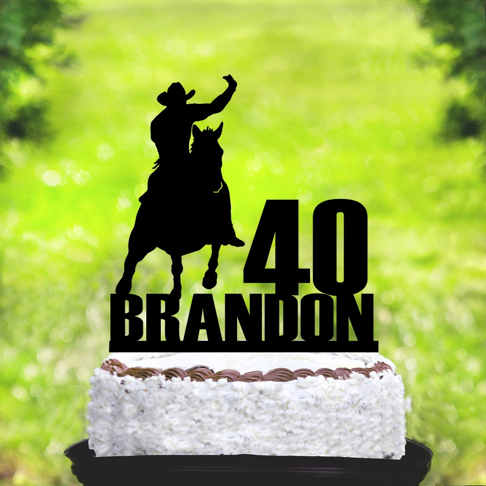 Horse and Girl Cowgirl Personalized Birthday Cake Topper