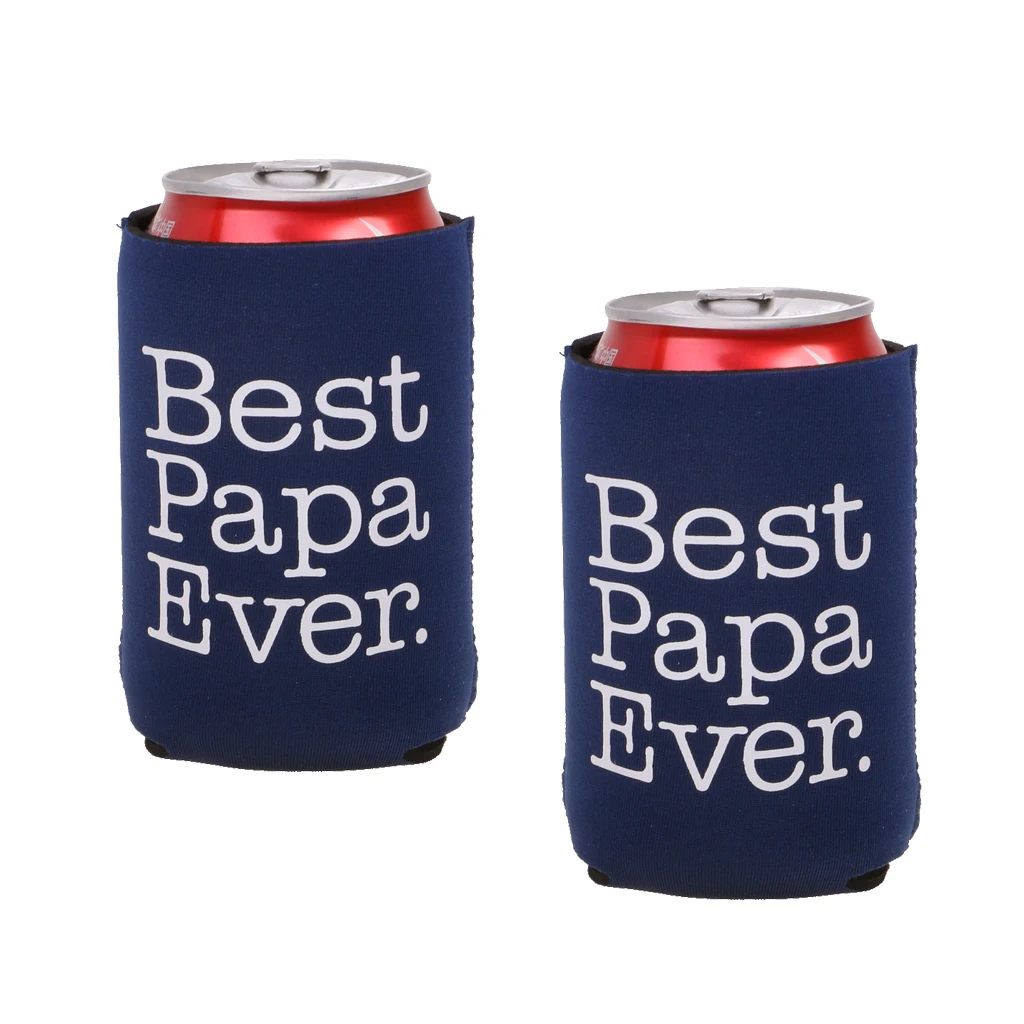 

1 Pair Best Papa Ever Beer Can Holder Cooler Neoprene Bottle Holder Rack for Fathers Day Gift Christmas Birthday Party Favours