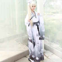 Японские Женские кимоно юката с Obi классический цветочный принт Косплей костюмы Сексуальная Гейша ночной клуб Cos сценический костюм H9021