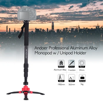 

Andoer 4-Section Photography 3/8 Inch Screw Mounts with Monopod Stand Holder for DSLR Cameras Max. Load Capacity 5kg Portable