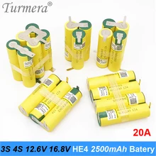 3S 12,6 V 4S 16,8 V аккумулятор 18650 HE4 2500mah 20A разрядный ток для шуруповерта батареи(по индивидуальному заказу