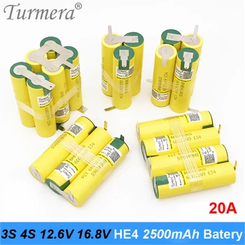 

3S 12.6V 4S 16.8V Battery Pack 18650 HE4 2500mah 20A Discharge Current for shura screwdriver battery (customize)