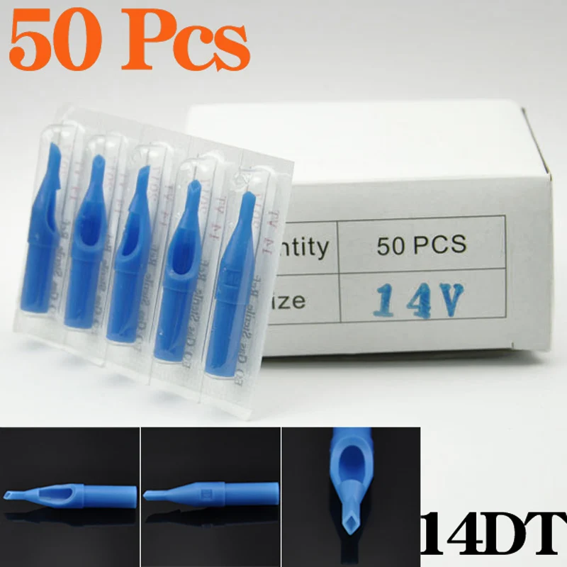 

50Pcs 3DT/ 5DT/ 7DT/ 9DT/ 11DT Tattoo Tips Professional Different Types Disposable Tattoo Tips Blue Sterile Nozzle Tip Plastic