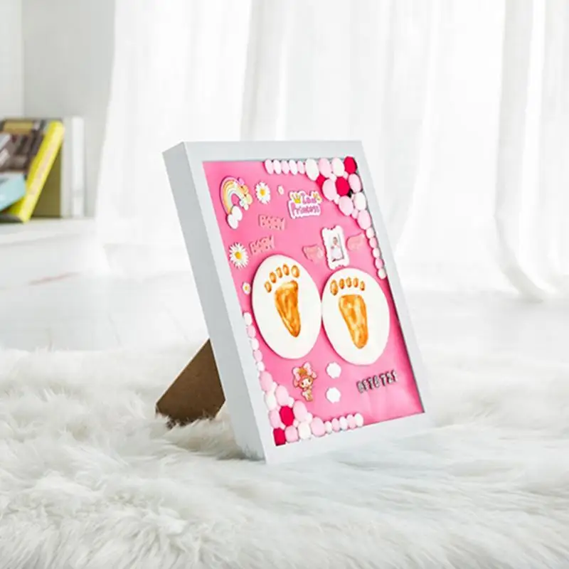 

DIY Baby Hands Feet Mold Print Photo Paw Print Pad Baby Toys Frame with Cover Hand Print Growth Memorial Kids Gift