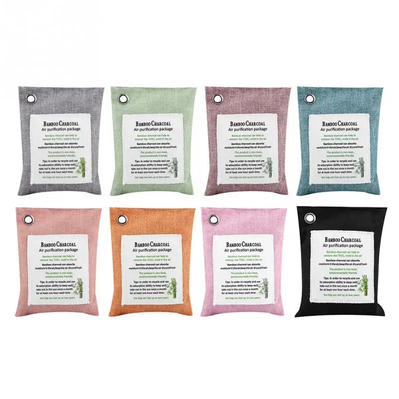 

8 Colors Natural Air Purifying Bag Activated Charcoal Bamboo Odor Purifyer Car Deodorizer Charcoal Captures Bag