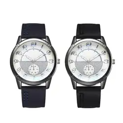 Простой Мода наручные часы с круглым циферблатом лента, сиденье из искусственной кожи для мужчин кварцевые наручные часы классический