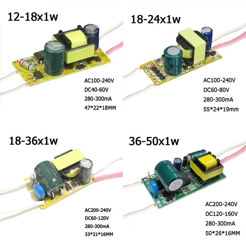 5 шт. 1 Вт-50 Вт высокомощный светодиодный драйвер 280ма 300мА лампа источник питания 3 Вт 5 Вт 7 Вт 9 Вт 10 Вт 20 Вт 30 Вт 36 Вт 50 Вт трансформатор освещения для ламп