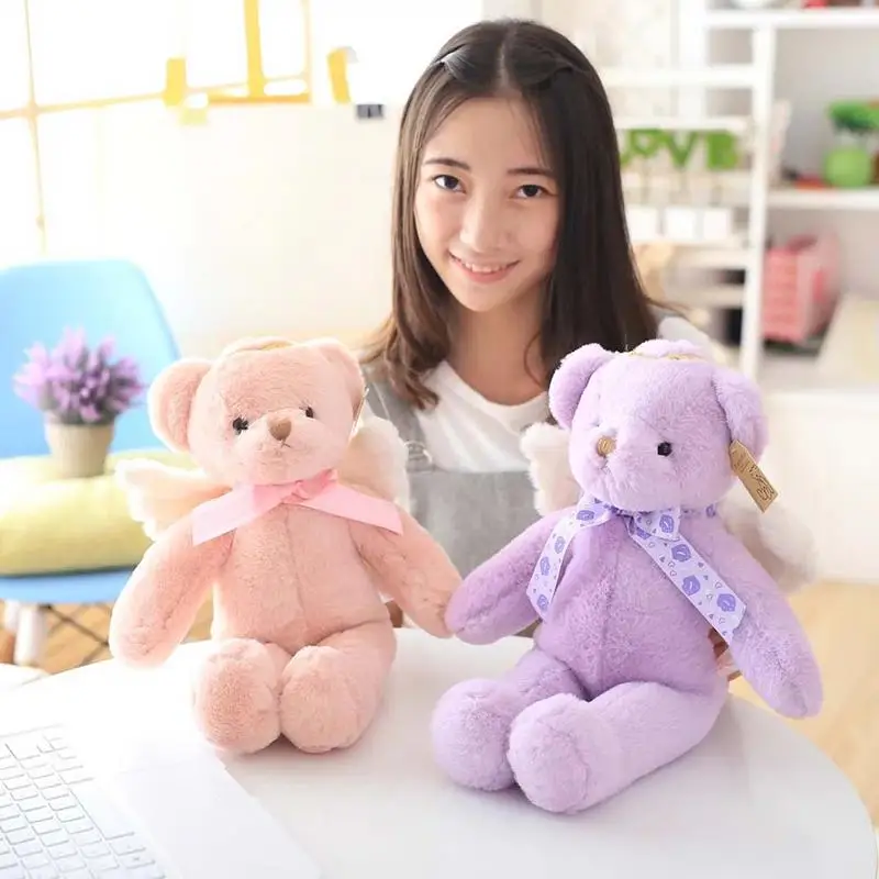 cute angel teddy bear plush toy stuffed soft bear doll with wings baby